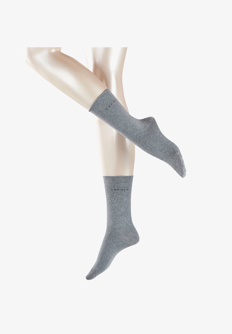 Esprit 2ER PACK FEINSTE UNG UNIFARBEN MIT ROLLRAND - Chaussettes - grau