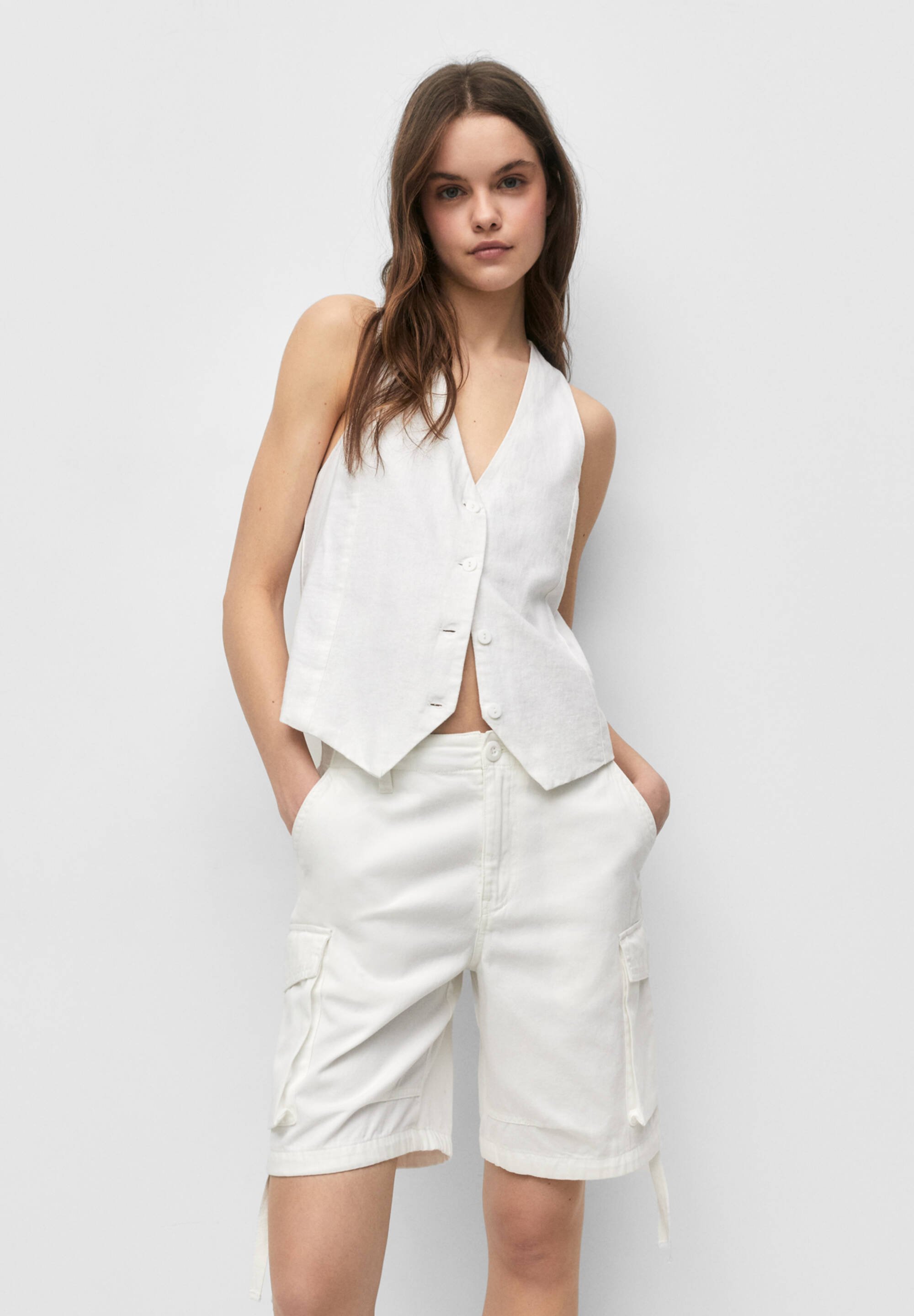 Pantalon Chicos femme 1,5 marron denim plat devant poches à
