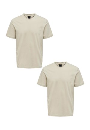 2ER-PACK RUNDHALS KURZARM - Basic T-shirt - beige