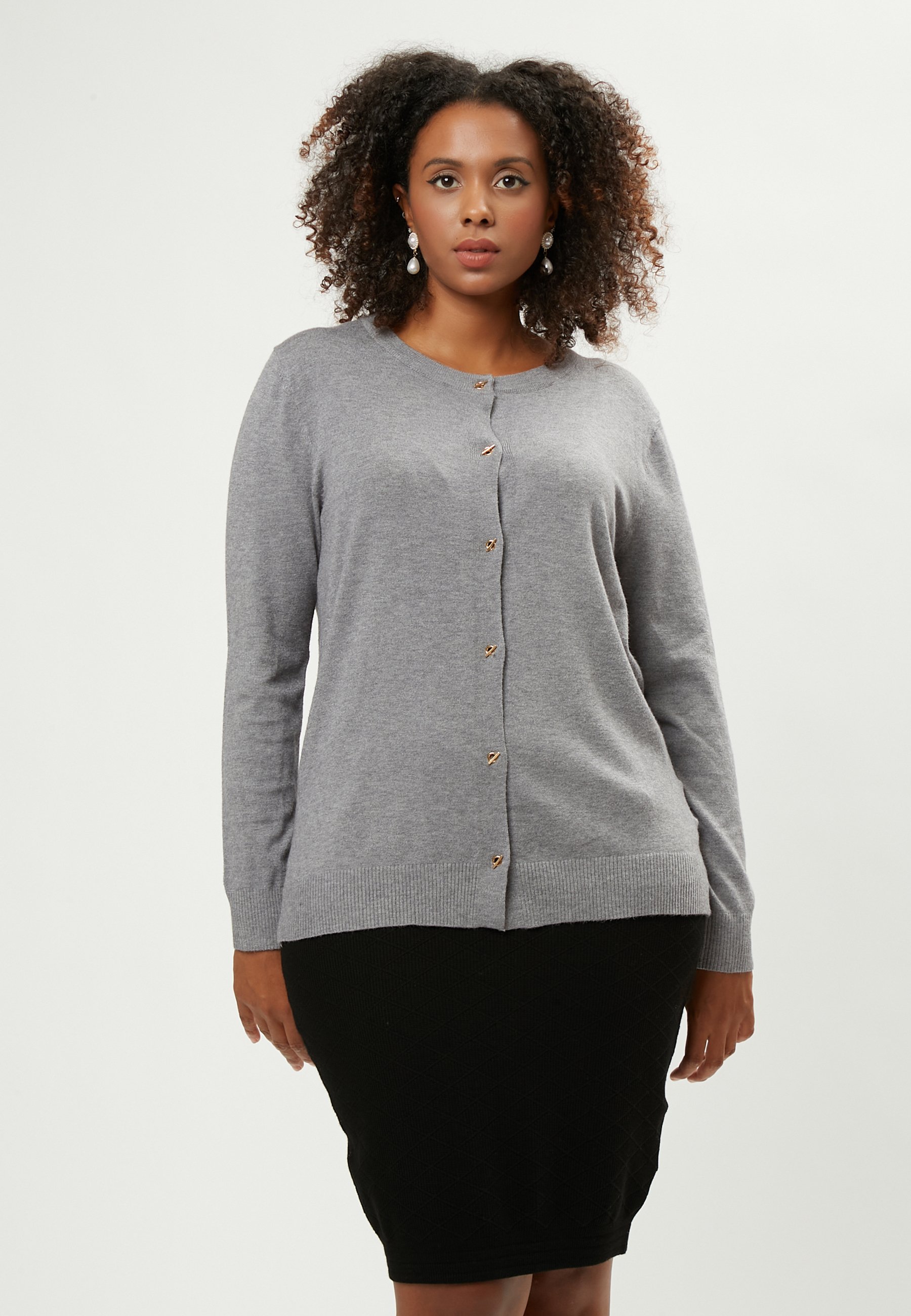Women's Plus Size 3/4 Sleeve Performance Cardigan Sweater