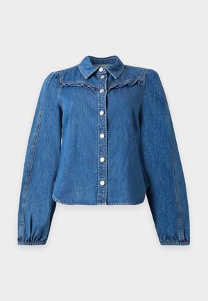 ONLY, ONLUMA FRILL SHIRT - Πουκαμίσα με κουμπιά - medium blue denim