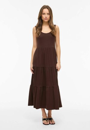 VILA MAXIKLEID VIHOLLIE ÄRMELLOSES - Maxikjoler - coffee bean