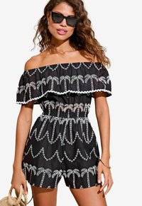 Lipsy HOLIDAY PALM BRODERIE BARDOT-REGULAR FIT - Kezeslábas - monochrome