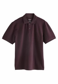 Burgundy kortärmad polo skjorta i bomull, med klassisk krage, knappslå med två knappar och en subtil logo på bröstet.