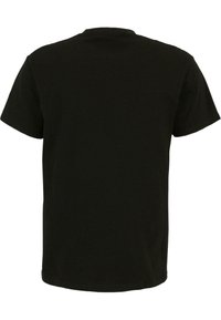 Sort bomulds t-shirt med korte ærmer, rund hals og et enkelt, udekoreret design. Glat tekstur, normal pasform, bagsiden uden tekstur.