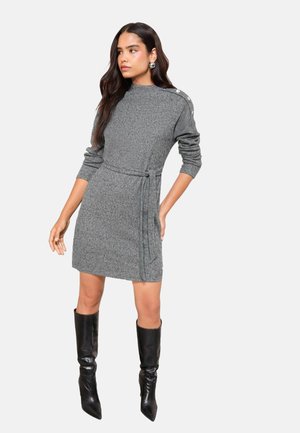 LONG SLEEVE BUTTON SHOULDER TIE BELT COSY MINI - Strikkjoler - grey
