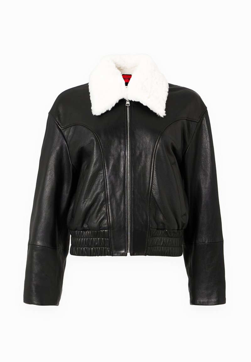 HUGO Leren jas zwart HUGO Leren jas zwart