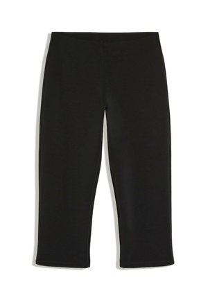 Leggings noirs jusqu'aux genoux avec un design simple et une taille élastique sur fond blanc.