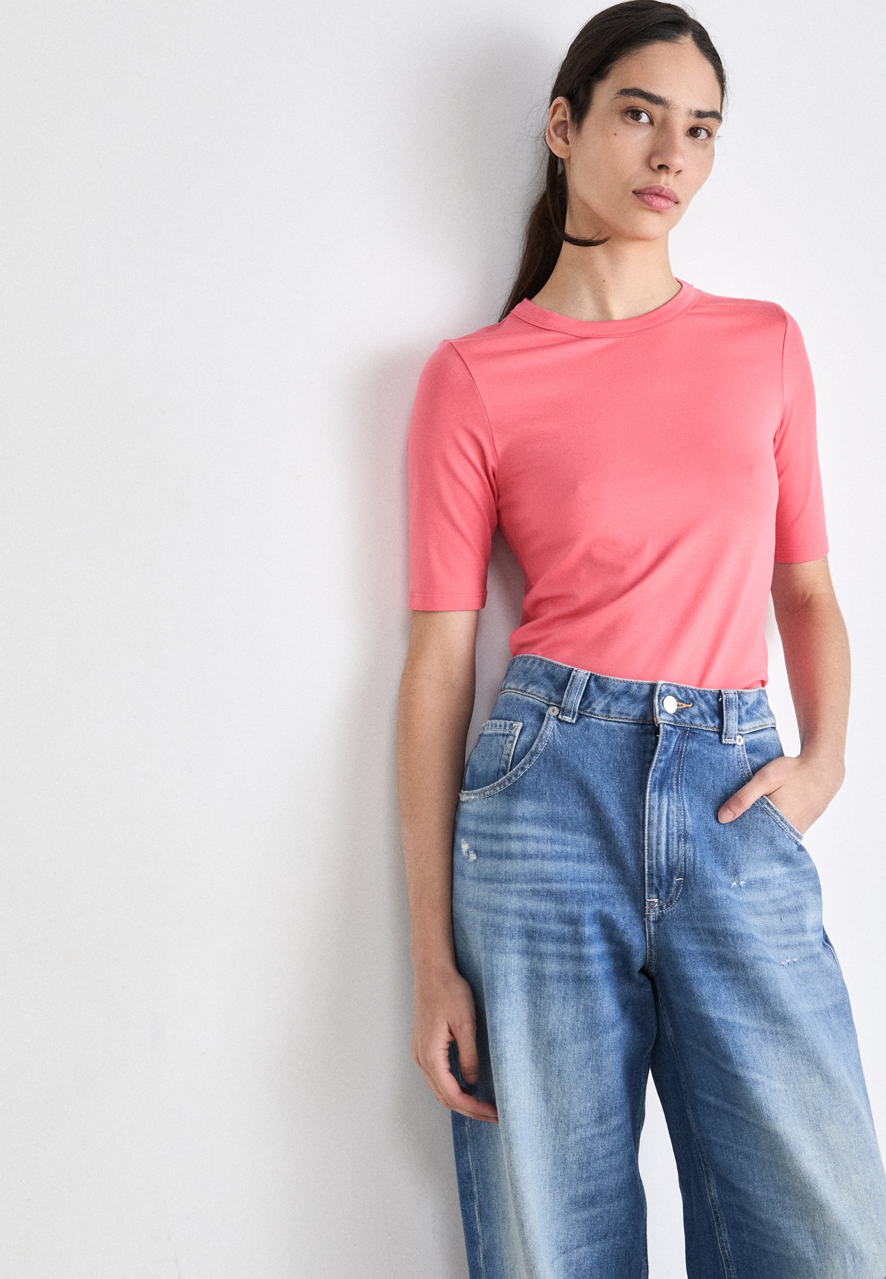 売れ筋商品|||ボス Tシャツ レディース トップス EFITA - Basic T-shirt - dark pink BOSS EFITA - T-Shirt basic - dark pink/pink - Zalando