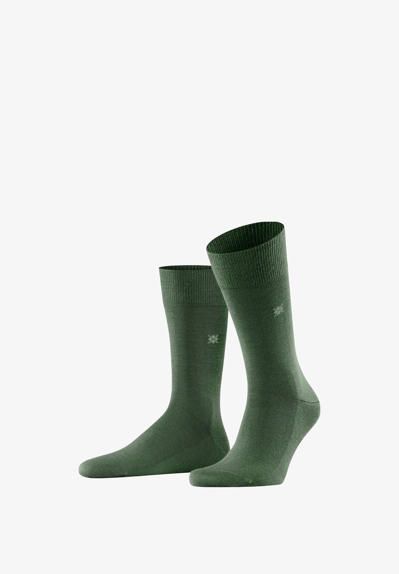 Zielone skarpetki wykonane z teksturowanej tkaniny, z prążkowanym wzorem u góry i gładkim wykończeniem, z subtelnym logo po boku.