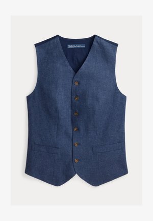 Polo Ralph Lauren, BUTTONED LINEN-COTTON VEST - Vesta - blue melange