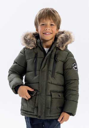 PADDED WITH FAUX FUR TRIM HOOD - Veste d'hiver - khaki