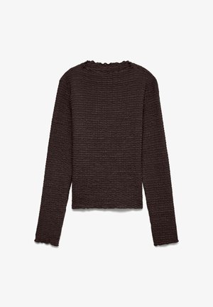 Vero Moda, VMZIA LS FUNNEL NECK TOP JRS NOOS - Blouse - chocolate torte