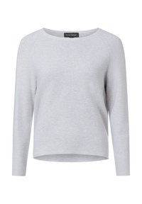 Lichtgrijs longsleeve top met een ronde hals, zachte textuur en een ontspannen pasvorm, met raglanmouwen en een rechte zoom.