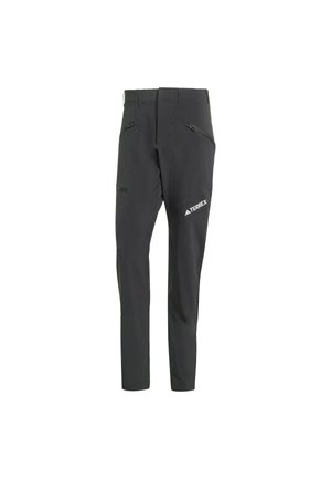 Černé venkovní kalhoty vyrobené z flexibilního materiálu. Mají několik kapsy na zip a logo na spodní části nohy. Střižený design pro přiléhavý fit.