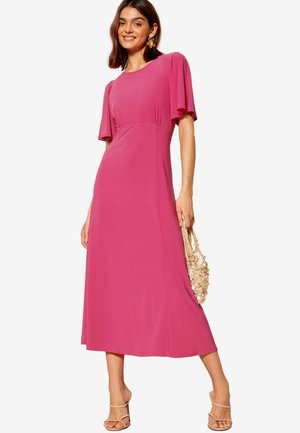 Friends Like These FLUTTER SLEEVE ROUND NECK MIDI - REGULAR FIT - Trikoomekko - pink