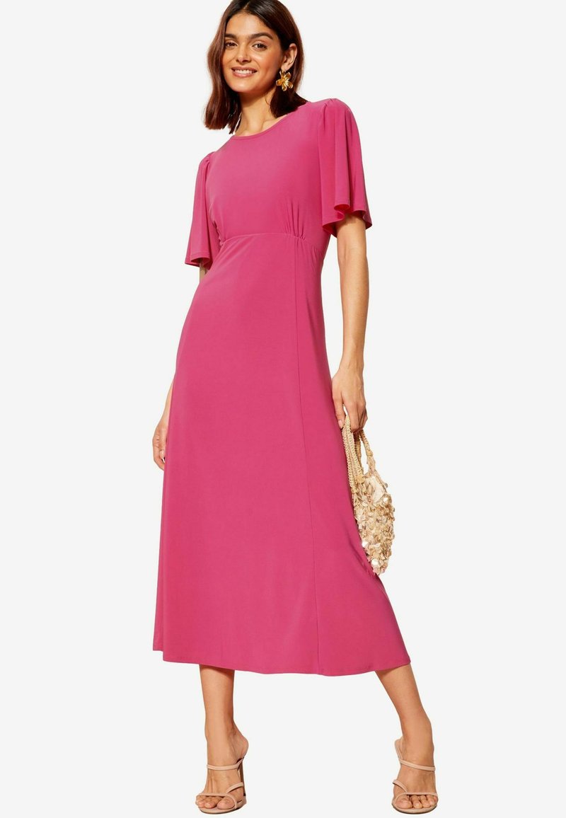 Friends Like These FLUTTER SLEEVE ROUND NECK MIDI - REGULAR FIT - Trikoomekko - pink