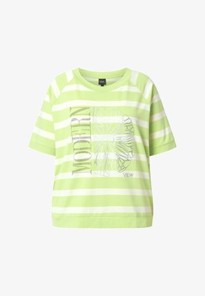 Ulla Popken, RINGEL ZITRUSMOTIV RUNDHALS HALBARM - T-shirts print - lime green