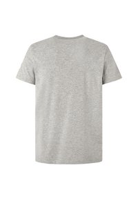 Lysegrå T-shirt med korte ærmer og rund hals, vist bagfra med en ensartet, blød tekstur uden synlige logoer eller mønstre.