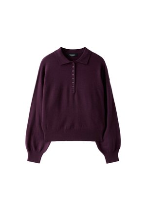 Stradivarius, POLO COLLAR KNIT SWEATER - T-shirt à manches longues - dark purple