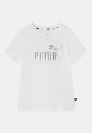 Puma LOGO TEE UNISEX - Camiseta estampada - white