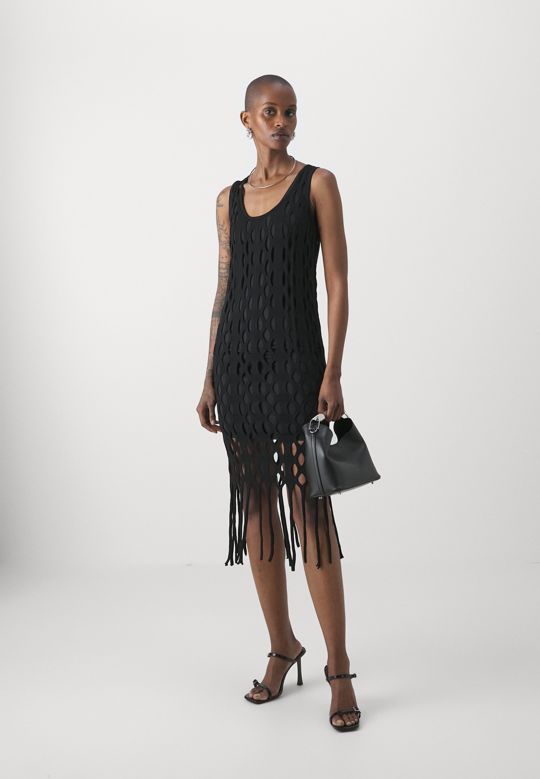 Pinko KILL BILL ABITO CON FRANGE - Jumper dress - black
