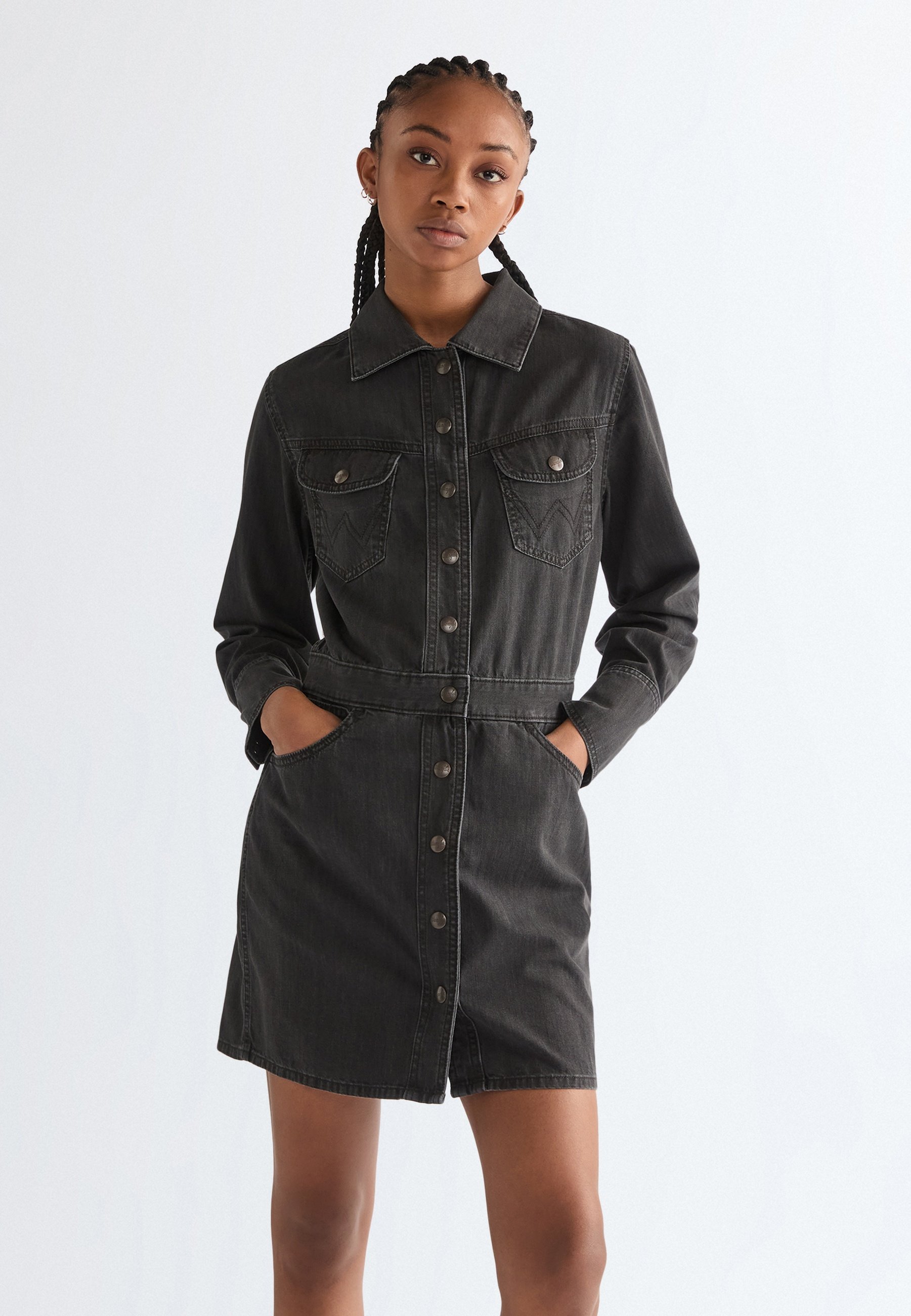 Wrangler TRAIL TRENCH DRESS - Shirt dress - speedway smoke/black denim - Zalando.ie Wrangler TRAIL TRENCH DRESS - Shirt dress - speedway smoke/black denim - Zalando.ie