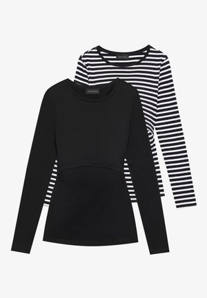 2 PACK - Long sleeved top - white/black
