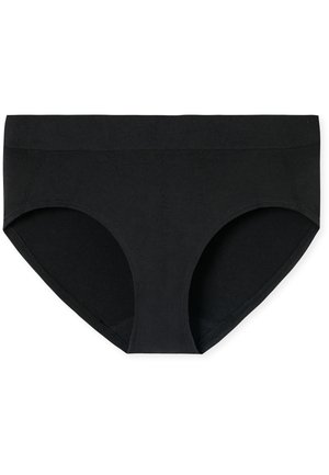 Slip hipster in cotone nero con un morbido elastico in vita. Presenta una texture liscia e un taglio a vita bassa, progettato per comfort e vestibilità.