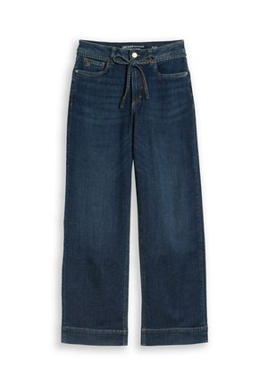 TOM TAILOR DENIM, TTEMILY WIDE JEANS MIT BINDEGÜRTEL - Wide leg - used dark stone blue denim