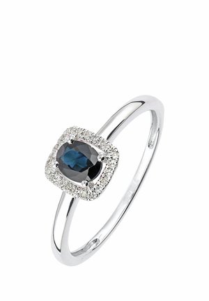SAPPHIRE AND DIAMOND OVAL GEMSTONE - Prsteň - white gold-coloured
