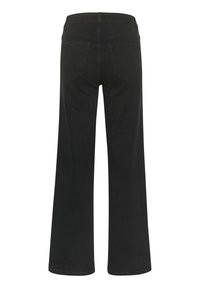 Jean large noir avec une taille haute, deux poches arrière et une texture en denim douce. Les jambes sont droites et fluides à partir du genou.