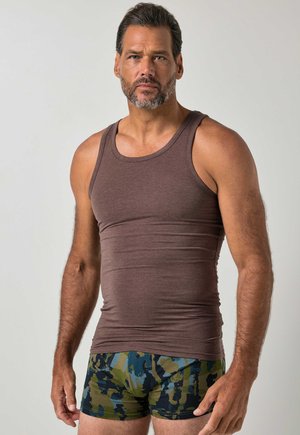 JP1880 VEST, SLEEVELESS, MOTTLED RIBBED JERSEY, UP TO 8XL - Unterhemd/-shirt - dark brown