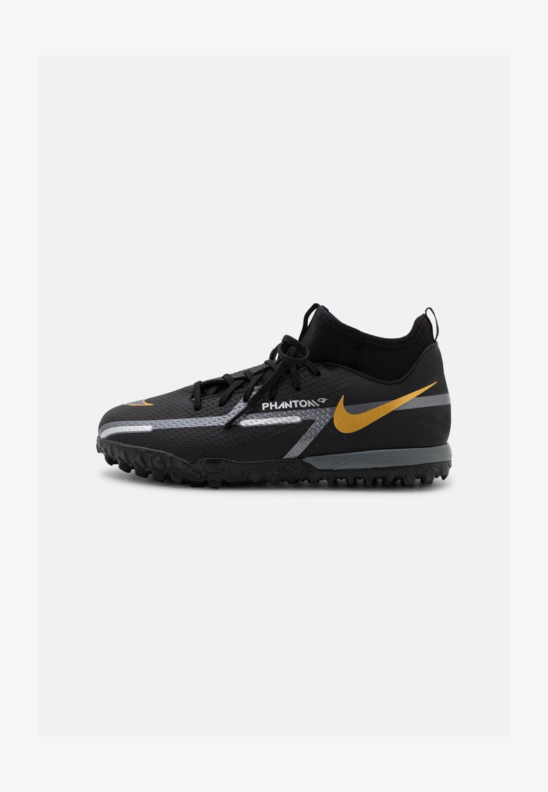 Nike Performance JR PHANTOM GT2 ACADEMY DYNAMIC FIT TF UNISEX - Botas de futebol para piso sintético - black/metallic dark grey/metallic gold