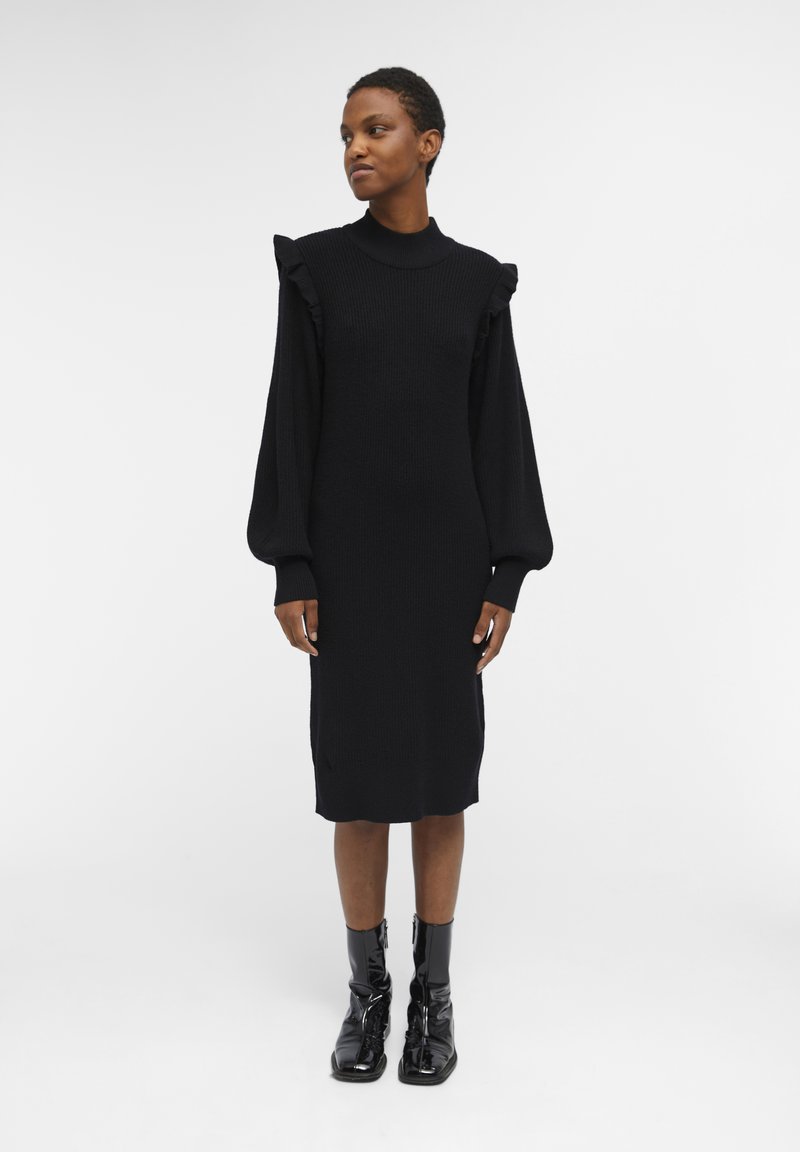 object-objmalena-ruffle-dress-neulemekko-black-musta-zalando-fi