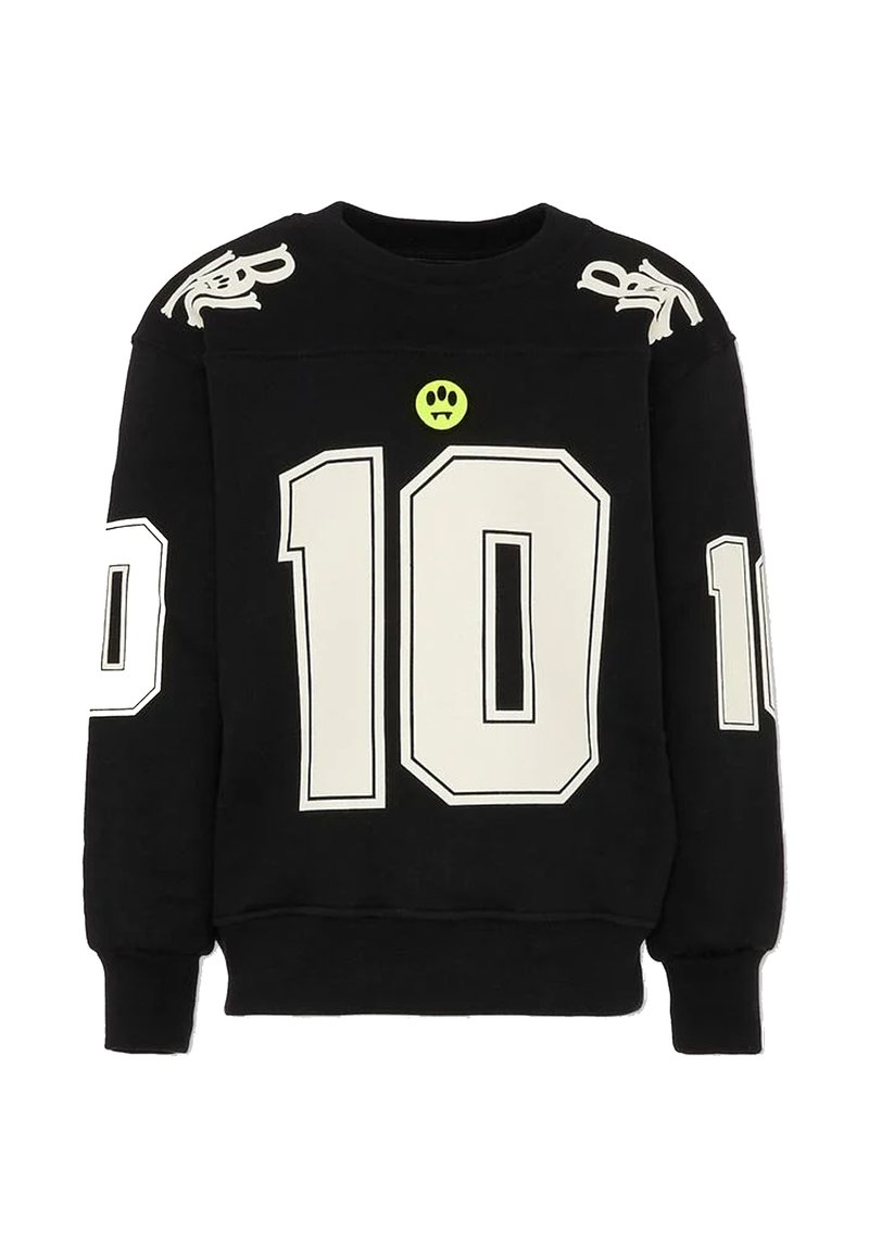 Felpa nera con il numero bianco "10" sul davanti e sulle maniche. Presenta una grafica verde neon sul petto e dettagli ricamati.