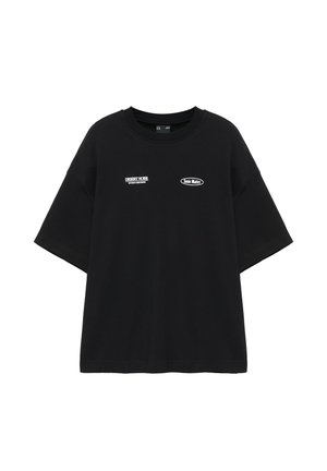 PULL&BEAR, OVERSIZE SHORT SLEEVE WITH GRAPHIC - T-SHIRT - T-shirt imprimé - black