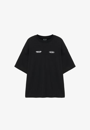 PULL&BEAR, OVERSIZE SHORT SLEEVE WITH GRAPHIC - T-SHIRT - T-shirt imprimé - black