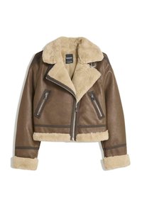 DOUBLE-FACED - Faux leather jacket - brown