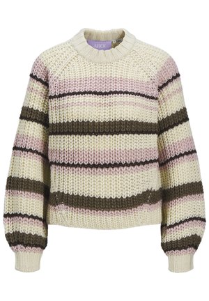 JJXX, JXKELLY CHUNKY STRIPE CREW NECK - Πουλόβερ - bone white