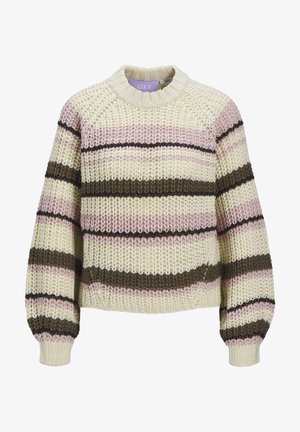 JJXX, JXKELLY CHUNKY STRIPE CREW NECK - Пуловер - bone white