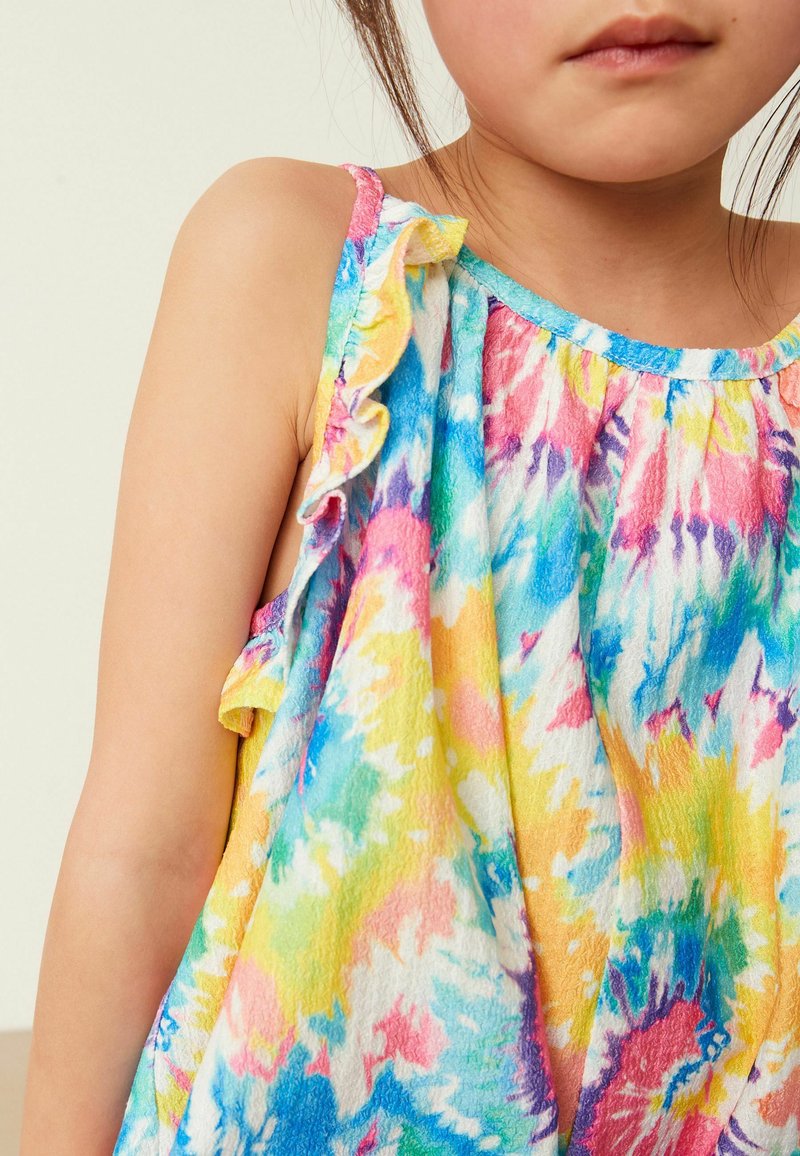 Peacolate 3-10A Enfants Filles Combinaisons et Combinaisons Bavettes Colorées Tie Dye Shorts Bretelles Shorts Jeans Pantalons(3-4 ans