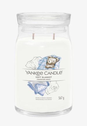 SIGNATURE LARGE JAR SOFT BLANKET - Scented candle - white