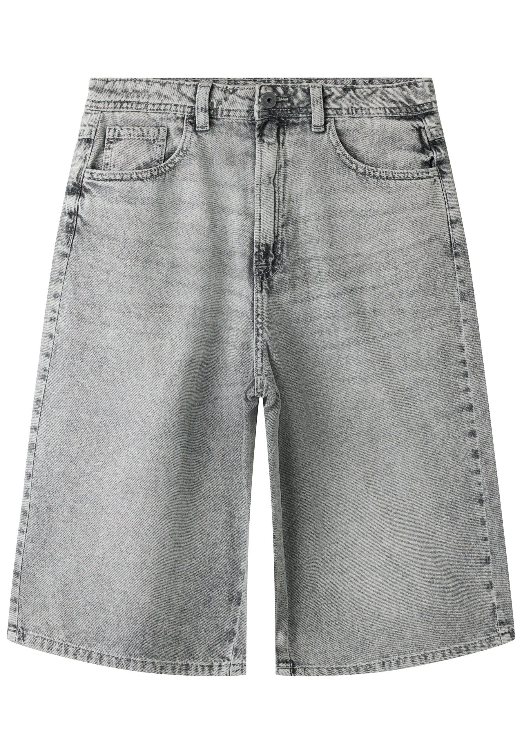 TWO SOON BAGGY WIDE LEG SHORTS - Denim shorts - light grey denim