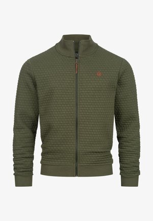 INDICODE JEANS, BERMIE - Cipzáras pulóver - army