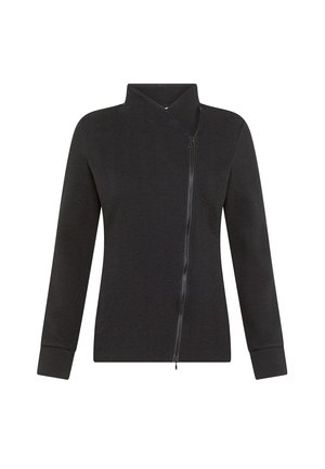 Deha, BIKER JACKET IN HERRINGBONE JACQUARD - JACKET - Felpa con zip - black