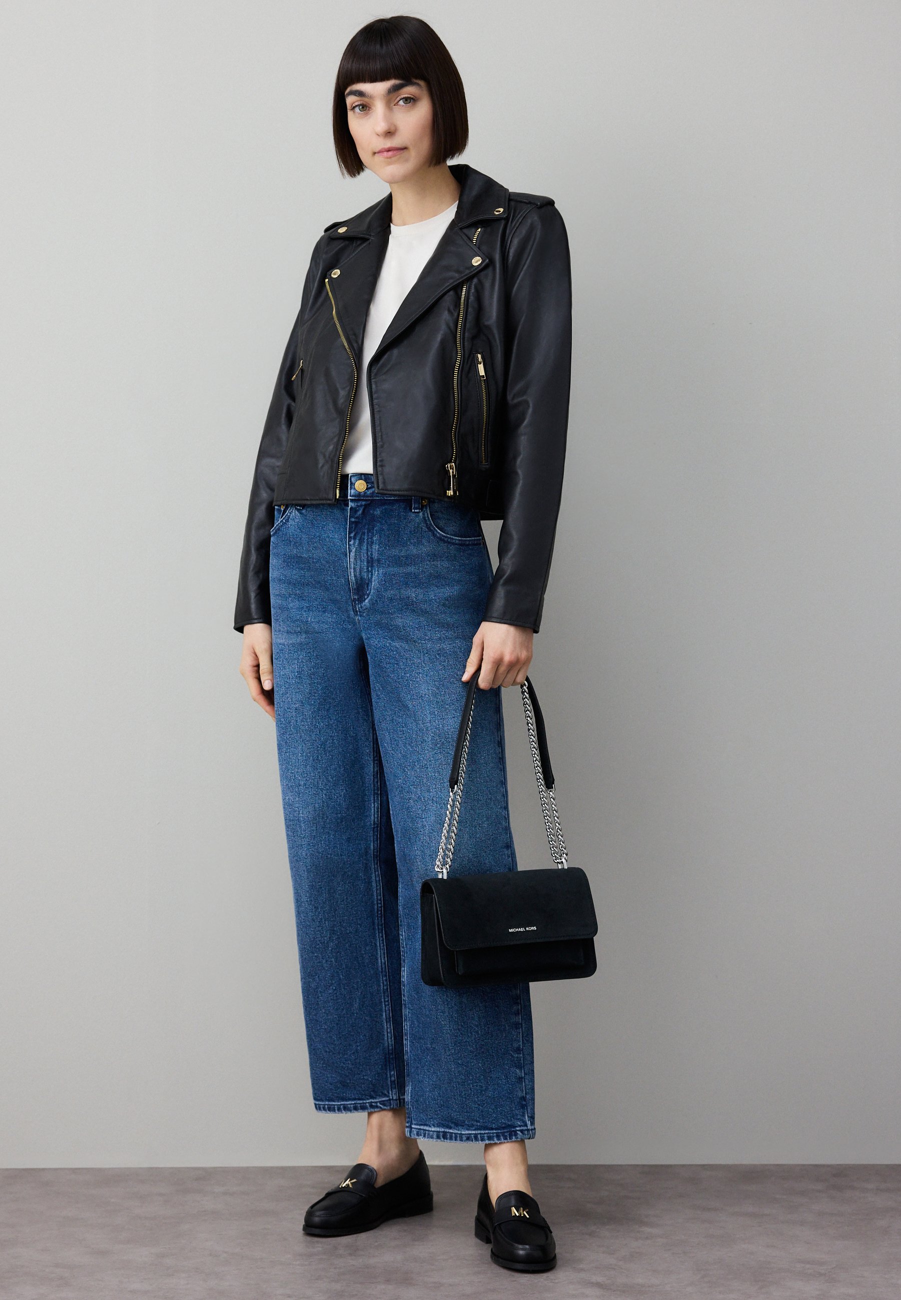 MＫT　レディース　BLK M MICHAEL Michael Kors MOTO JACKET - Leather jacket - black