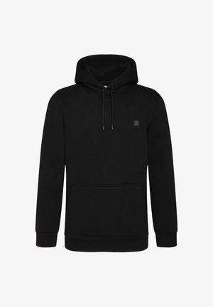 Musta kapuutsiga pusa, mis on valmistatud pehmest puuvillasegust, ees on suuri tasku, reguleeritava nööri ja mansettidega varrukate ning alläärega.