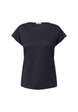 Zwart T-shirt met korte mouwen van katoen, met een ronde halslijn en een relaxte pasvorm. Glad textuur zonder zichtbare patronen of hardware.