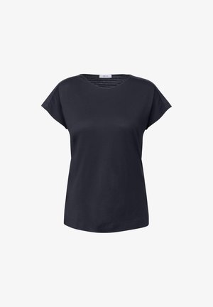 Zwart T-shirt met korte mouwen van katoen, met een ronde halslijn en een relaxte pasvorm. Glad textuur zonder zichtbare patronen of hardware.